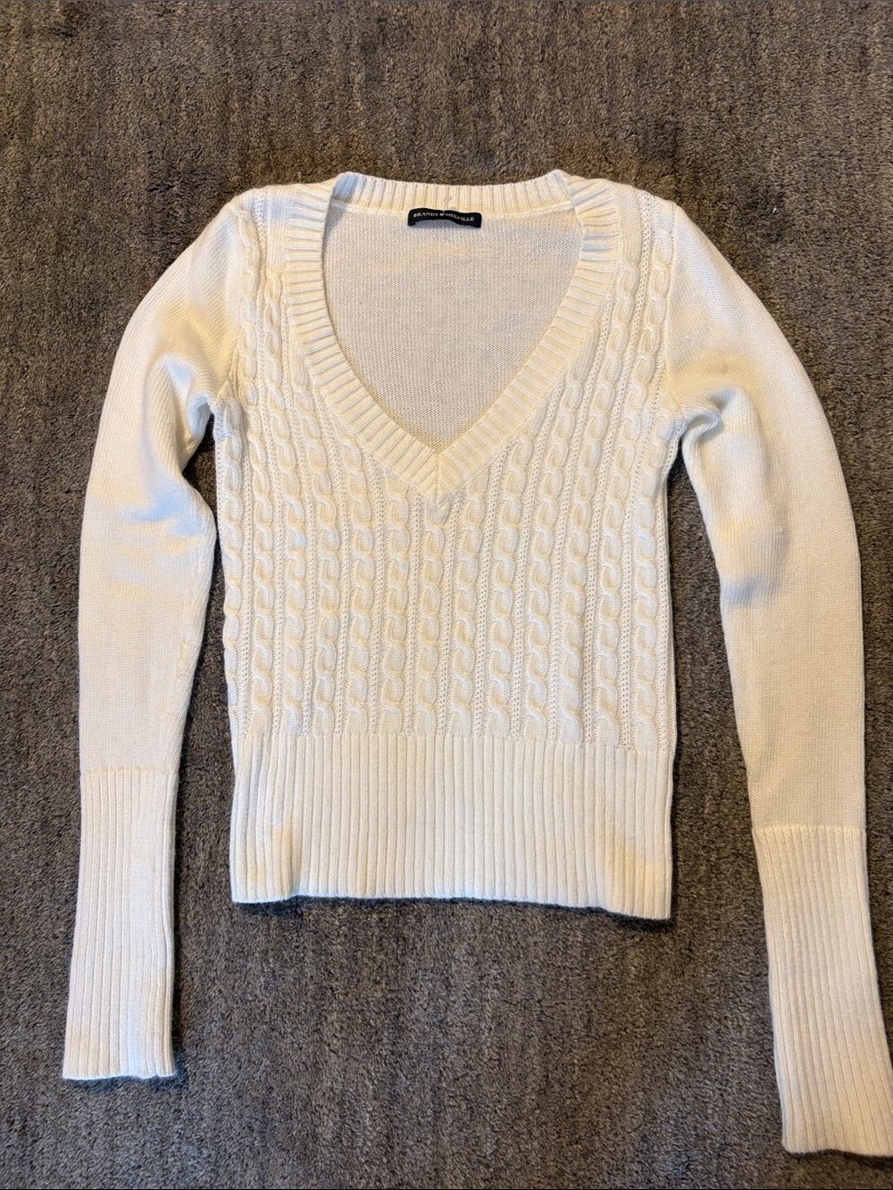 Brandy Melville ivory cable knit top